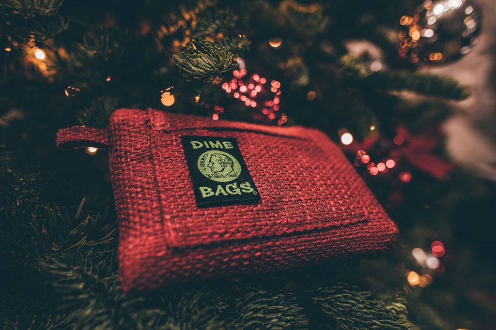10 Inch Padded Pouch by Dime Bags in a Christmas Tree product photography