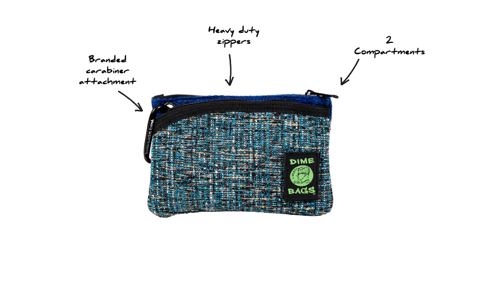 DIME BAGS®  Zipline color blocked zippered pouch with carabiner