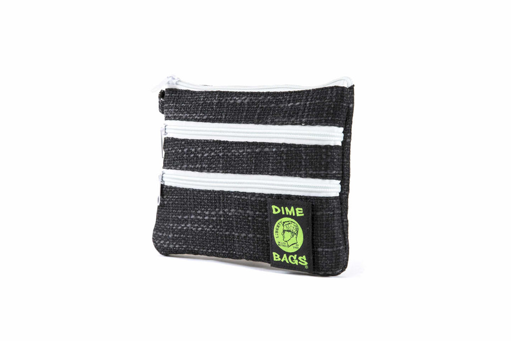 DIME BAGS® 8” Black Zipline OG color blocked zippered pouch side view