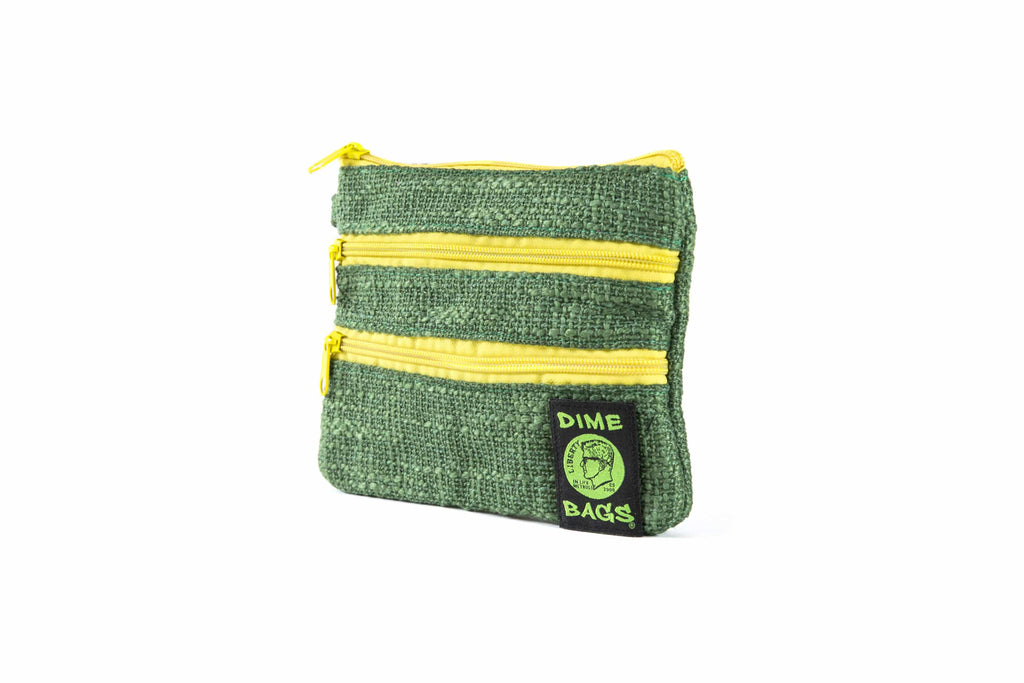 DIME BAGS® 8” Zipline forest og color blocked zippered pouch side view