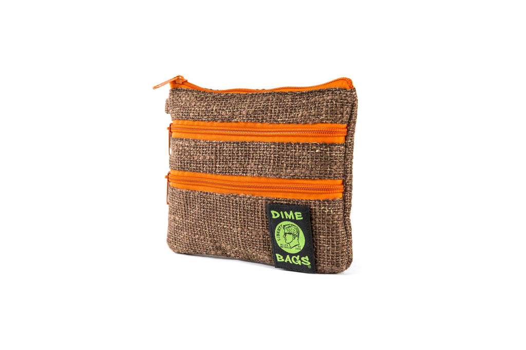 DIME BAGS® 8” Zipline brown og color blocked zippered pouch 