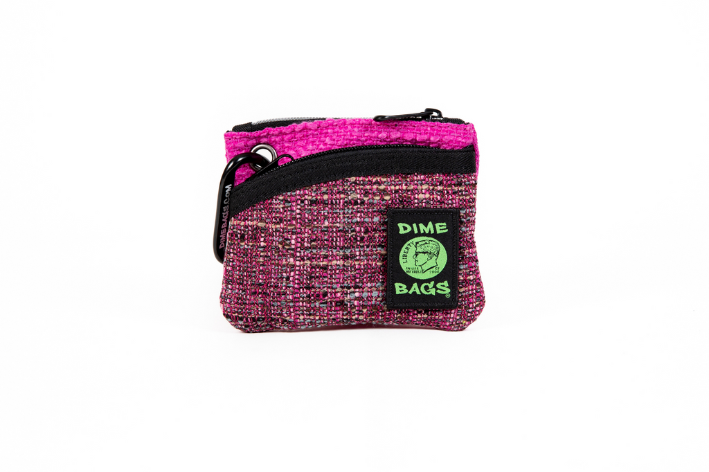 DIME BAGS® 5” Magenta Zipline color blocked zippered pouch with carabiner