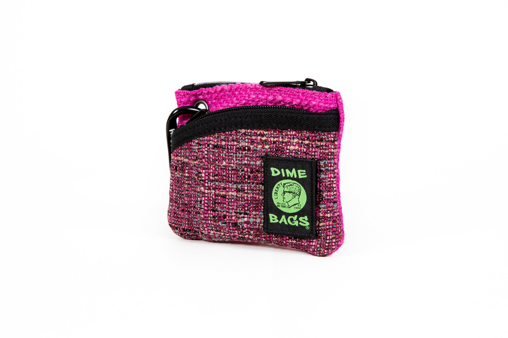 DIME BAGS® 5” Magenta Zipline color blocked zippered pouch with carabiner