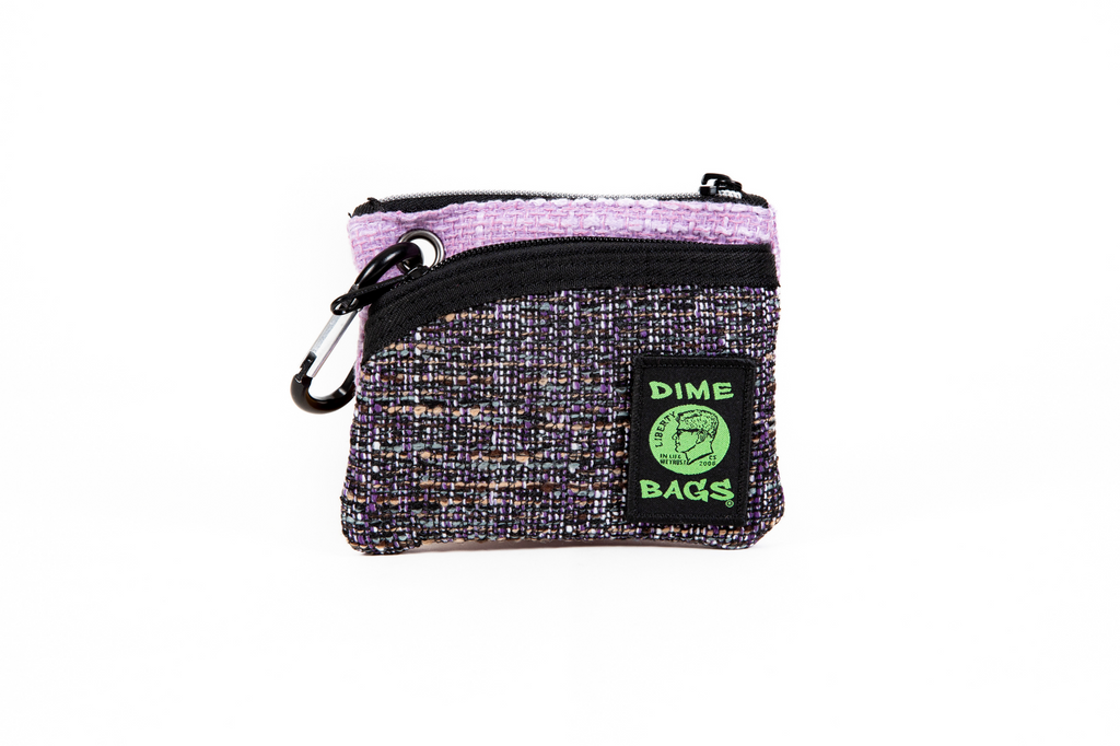 DIME BAGS® 5” Purple Zipline color blocked zippered pouch with carabiner