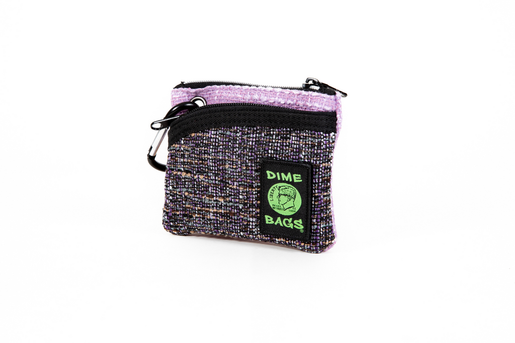 DIME BAGS® 5” Purple Zipline color blocked zippered pouch with carabiner