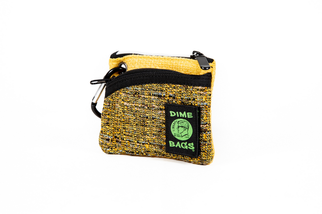 DIME BAGS® 5” Yellow Zipline color blocked zippered pouch with carabiner