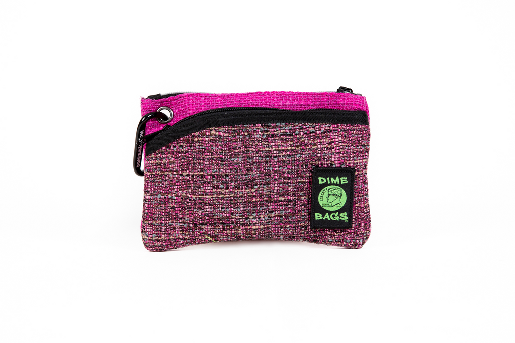 DIME BAGS® 8” Magenta Zipline color blocked zippered pouch with carabiner