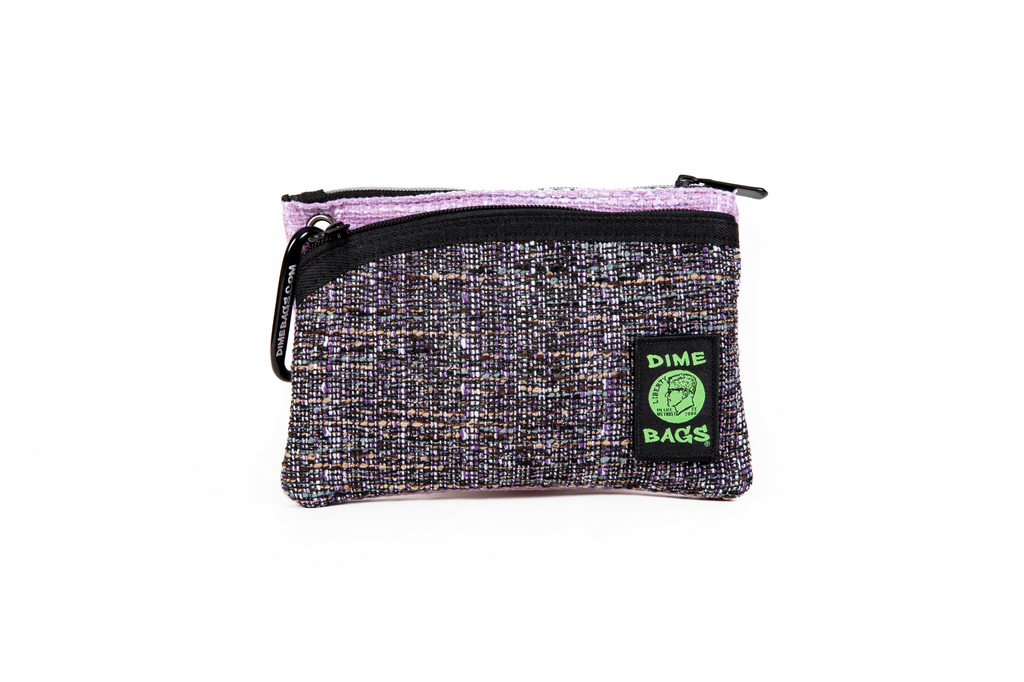 DIME BAGS® 8” Purple Zipline color blocked zippered pouch with carabiner