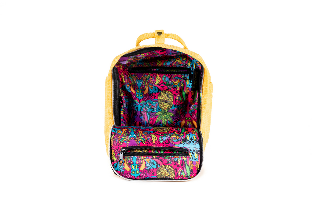 Ellie Paisley Hot Box Yellow | Collab | Mini Backpack | Exclusive Color | Hempster | Yellow | Cute Backpack | Cute Everyday Purse | Mini Backpack | Small Backpack | Cute Bag | Dime Bags | Dime Bag | Ellie Paisley | Dimebags 