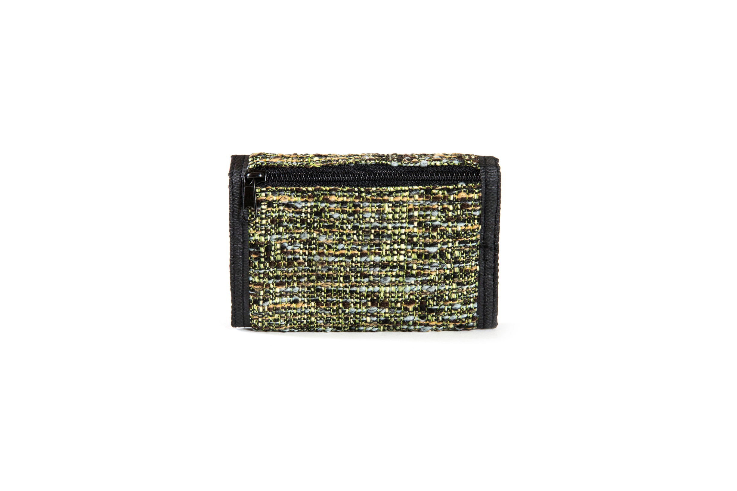 DIME BAGS Trifold Hempster Wallet - Hemp & Recycled Polyester, 6 Card Slots, Zippered Pockets, Interchangeable Label